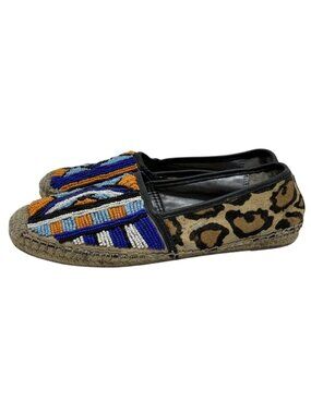 Sam Edelman Lida Calf Hair Leather Bead Embellished Leopard Aztec Espadrilles 7